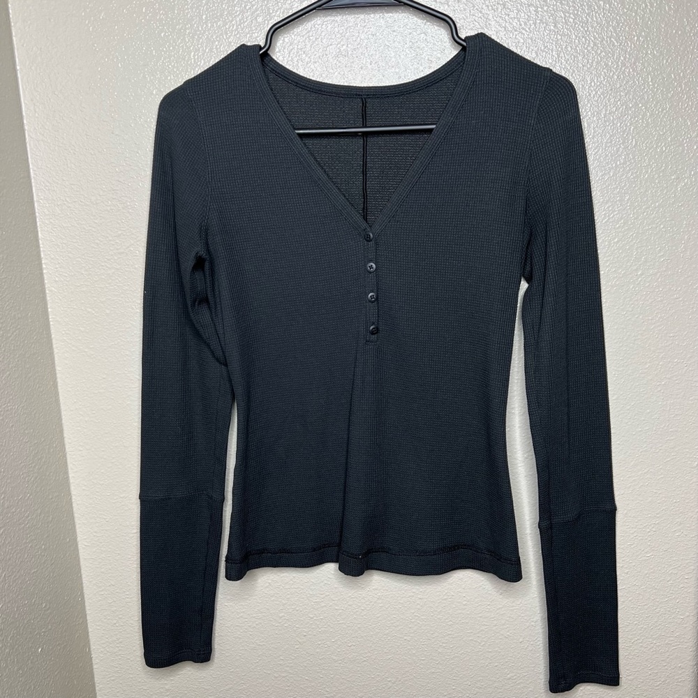 2 Henley long sleeve shirts - waffle knit pattern/material
